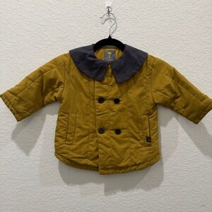 Moimoln Kids Mustard Yellow Quilted Jacket Peter Pan Collar Scandi Style 100/56
